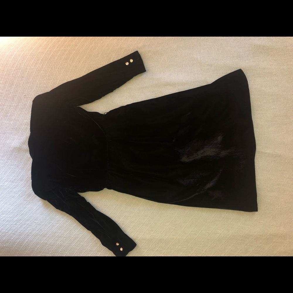 Liz Claiborne velvet black deep v cut dress
